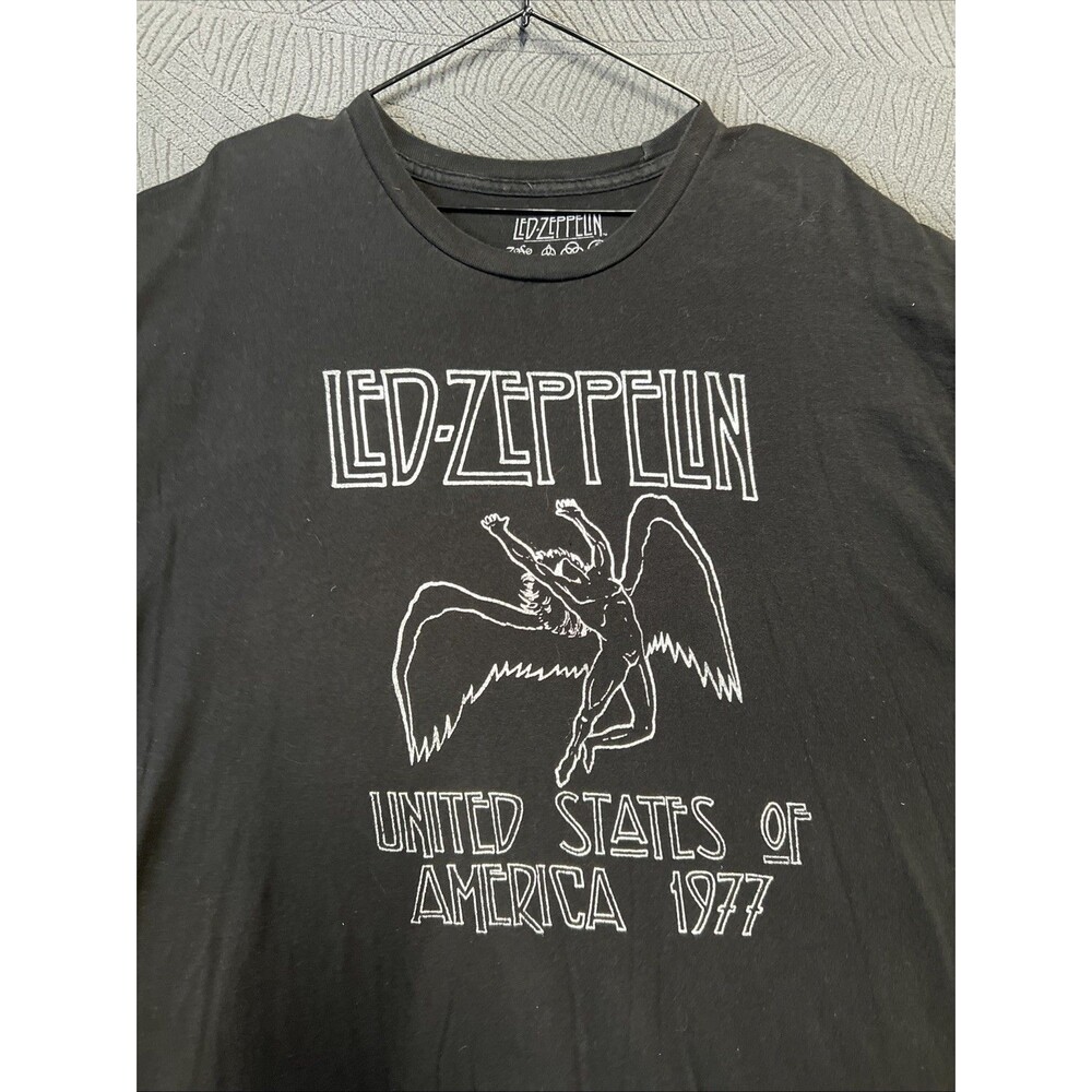 Led Zeppelin United States America 1977 Shirt Men 2XL Black Short Sleeve Retro